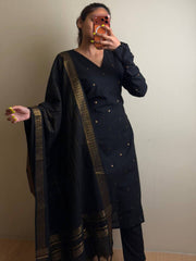Black 3pc Cotton Kurti Suit