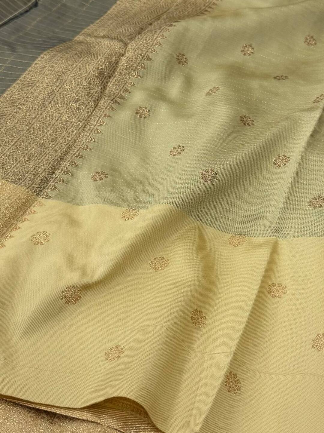 Olive Yellow Checked Cotton Silk Saree