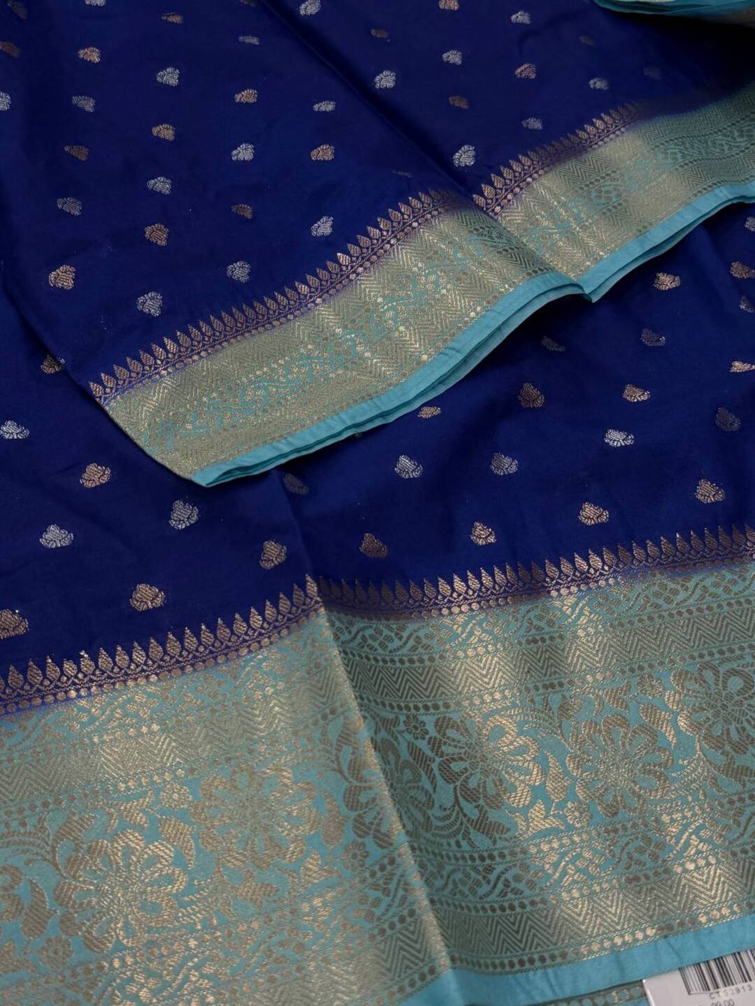 Navy Blue Banaras Cotton Silk Saree