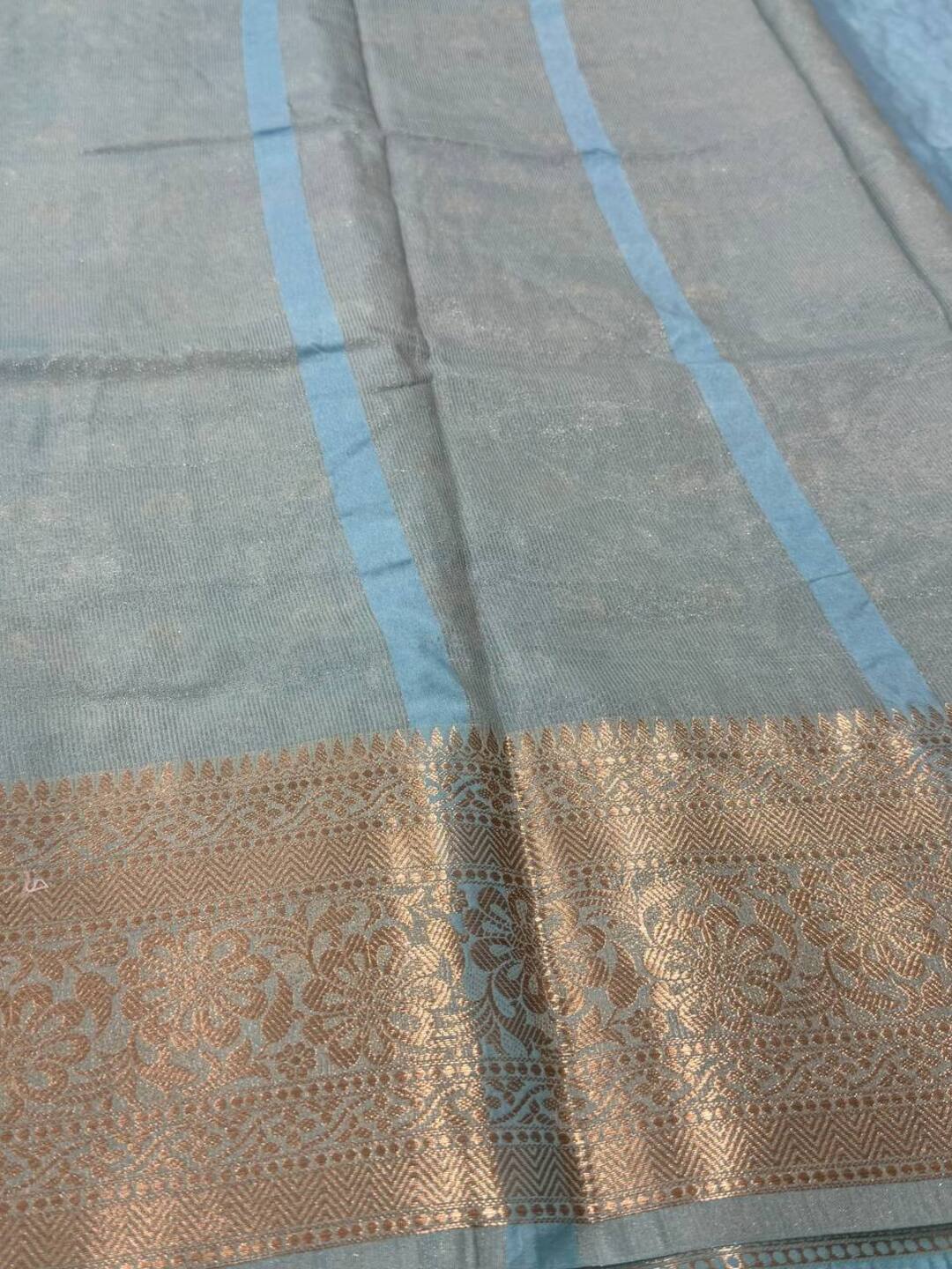 Navy Blue Banaras Cotton Silk Saree