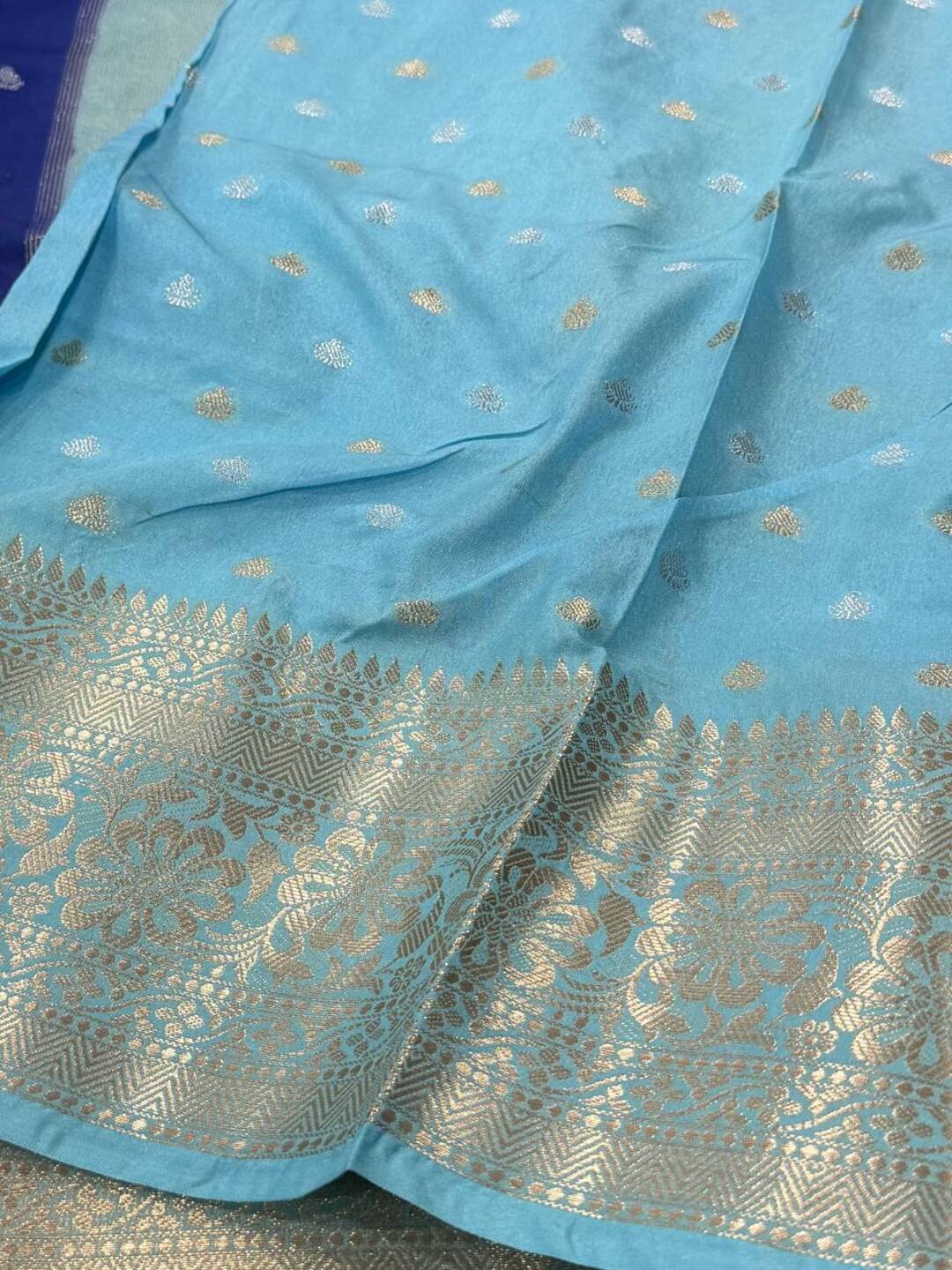 Navy Blue Banaras Cotton Silk Saree
