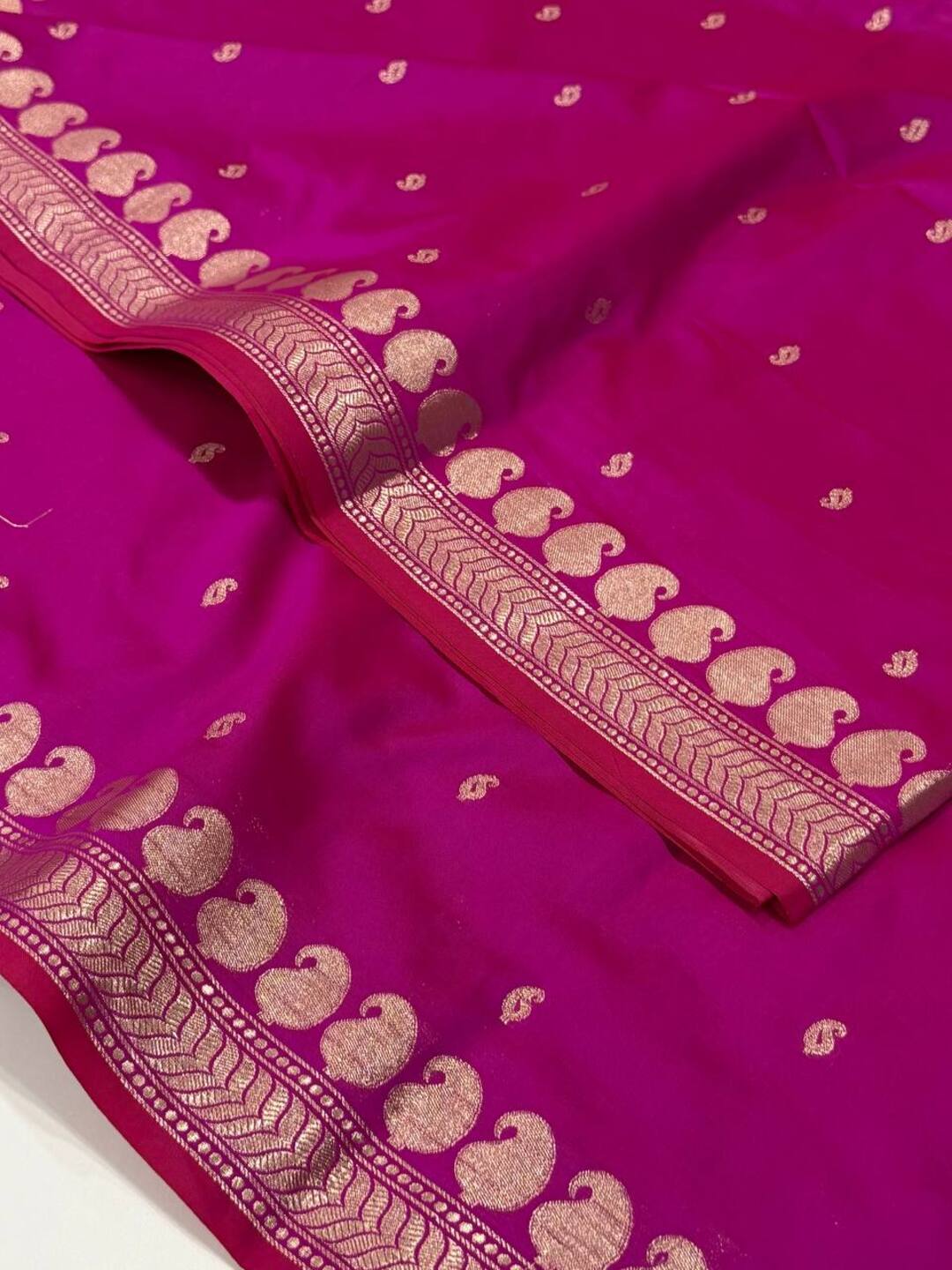 Magenta Pink Cotton Silk Saree