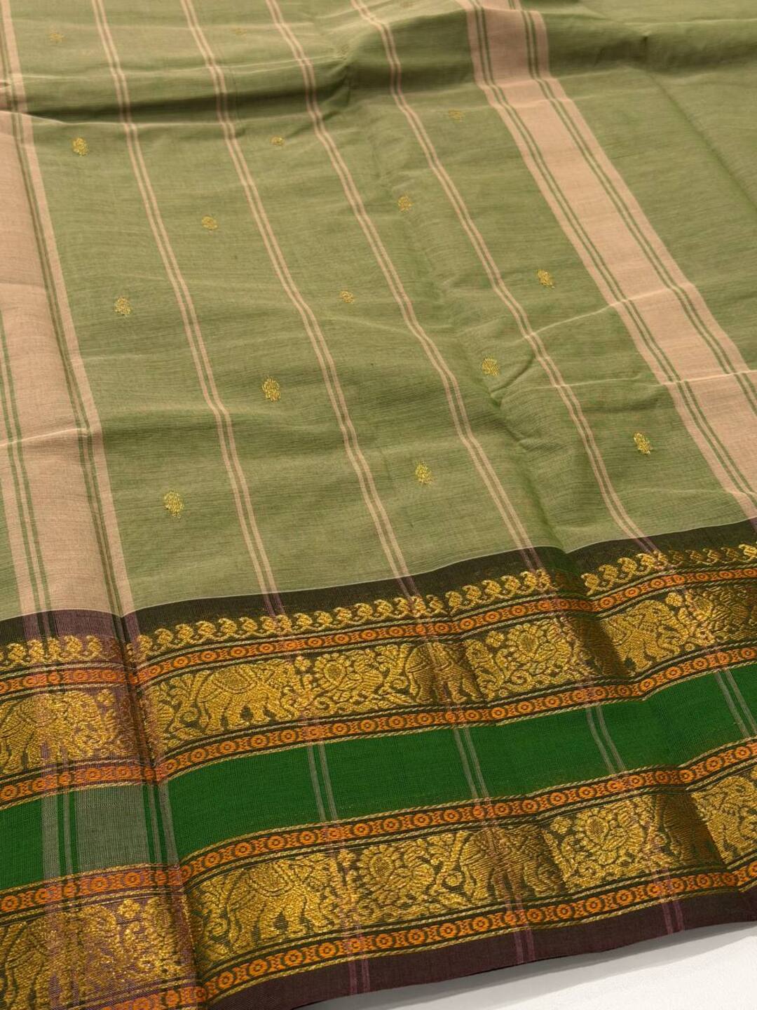 Sage Green Chettinad Cotton Saree