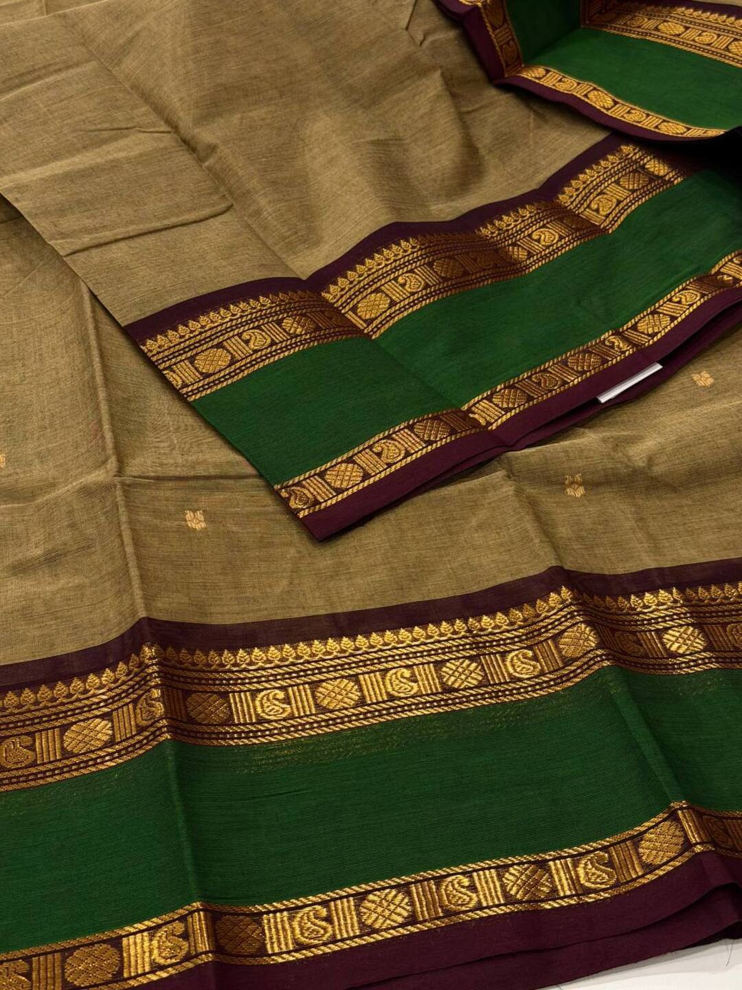 Greenish Chettinad Cotton Saree