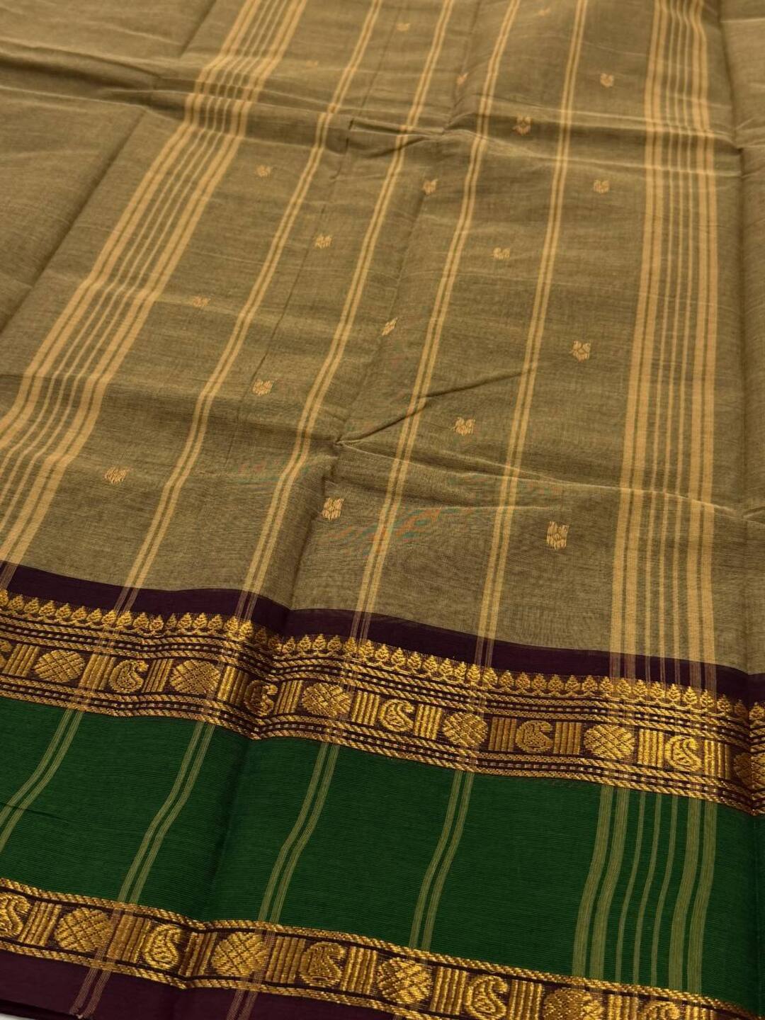 Greenish Chettinad Cotton Saree