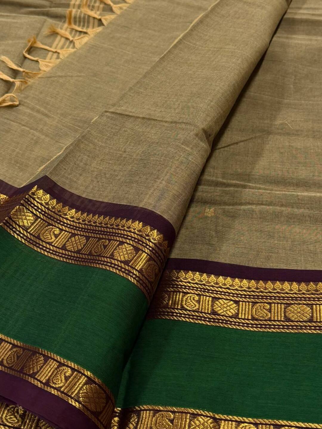 Greenish Chettinad Cotton Saree