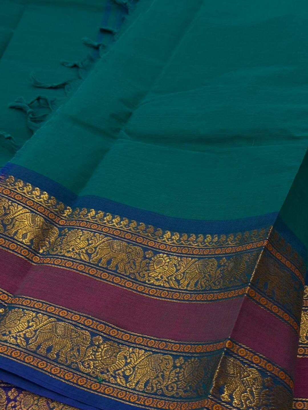 Peacock Green Chettinad Cotton Saree