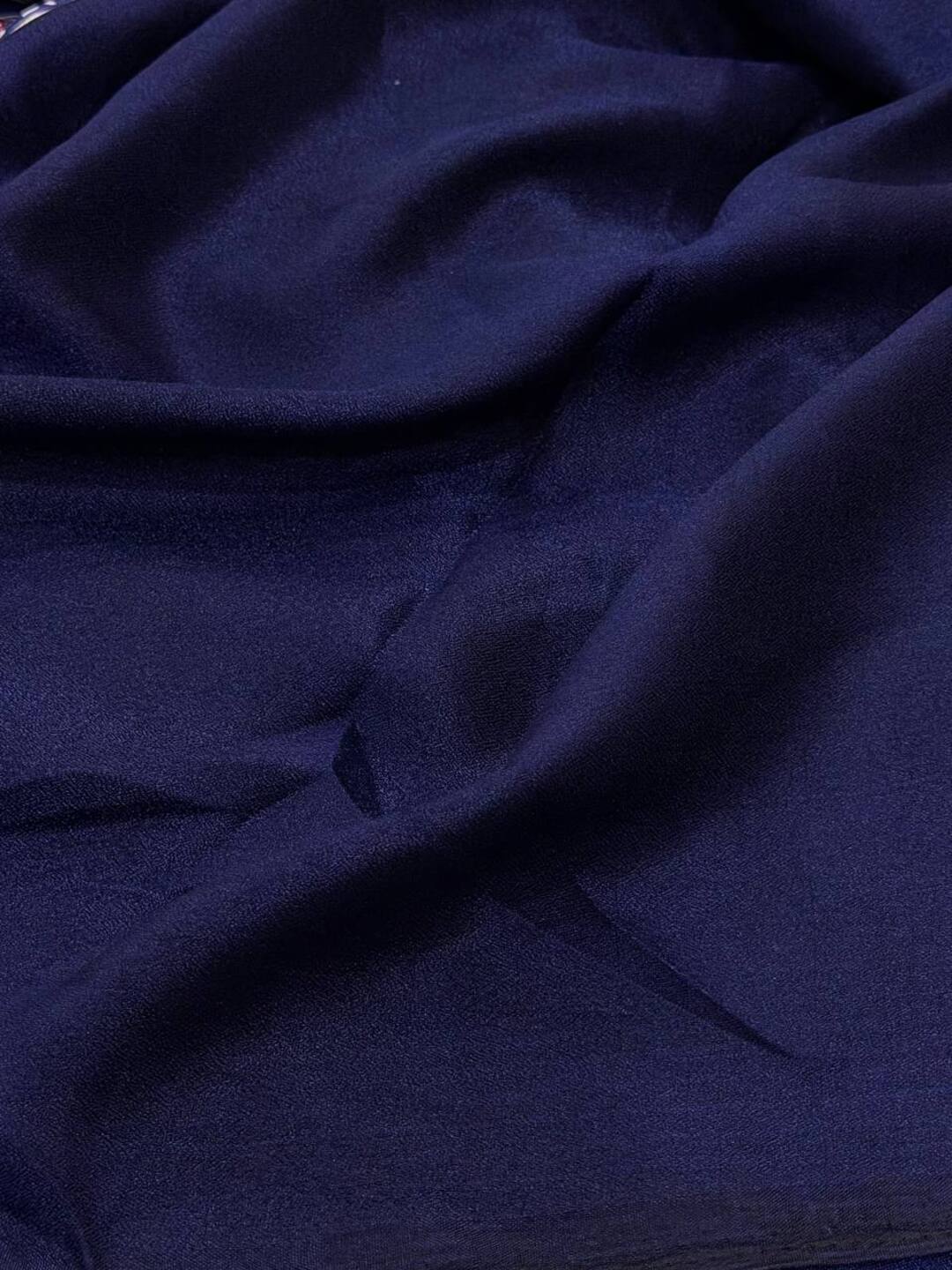 Navy Blue Ajrakh Mirror Printed  Satin Saree