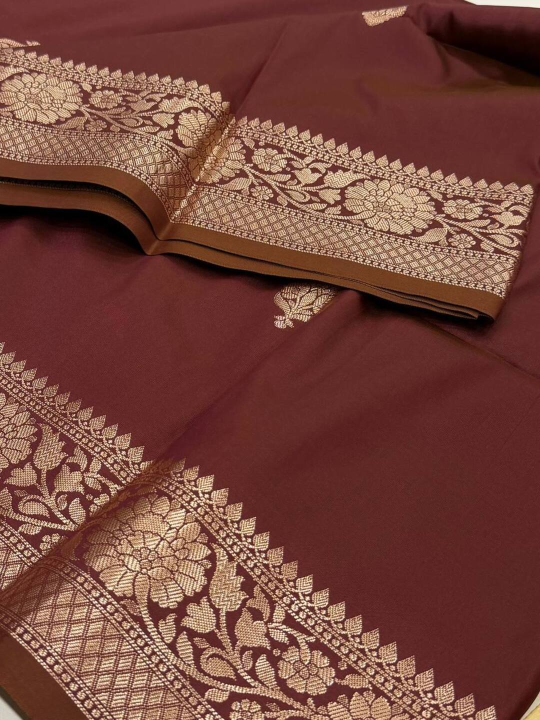 Burgundy Cotton Silk Saree