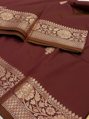 Burgundy Cotton Silk Saree
