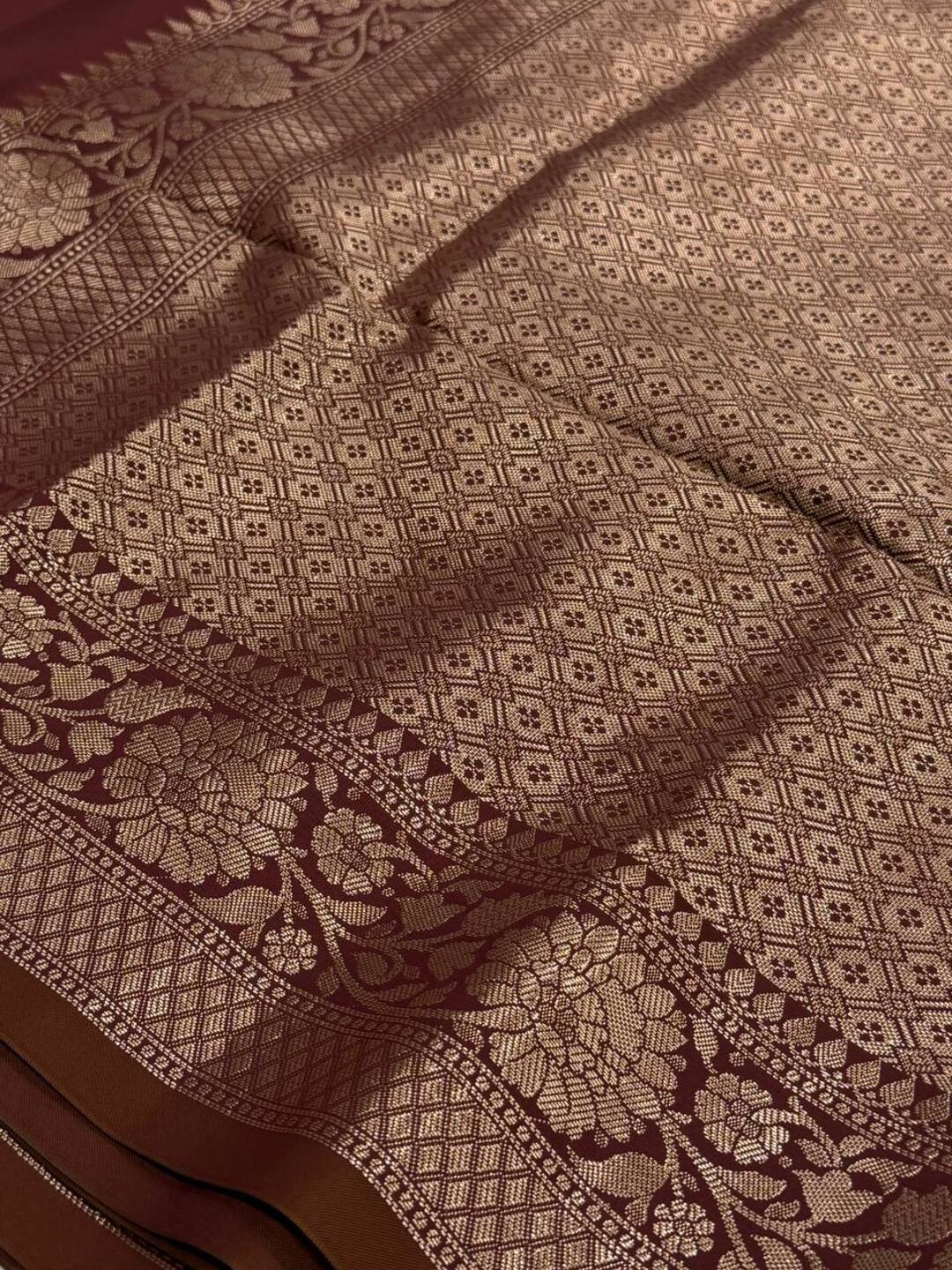 Burgundy Cotton Silk Saree