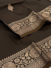 Dark Brown Cotton Silk Saree