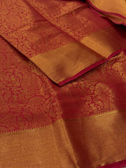 Cherry Red Full Zari Chiffon Saree