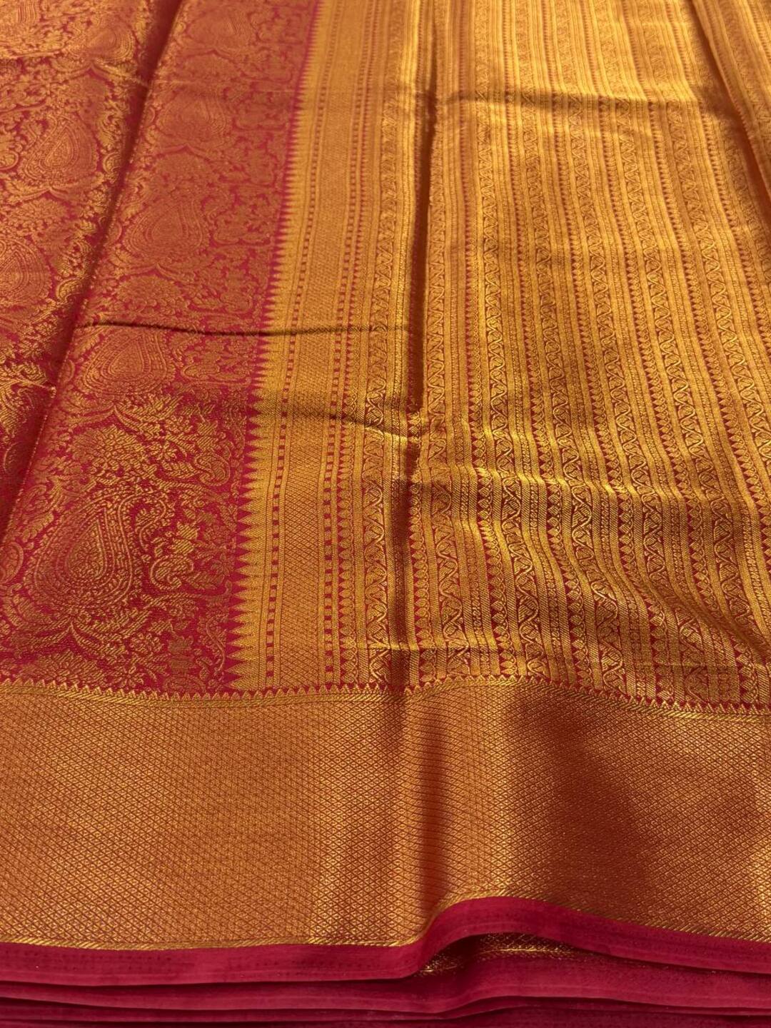 Cherry Red Full Zari Chiffon Saree