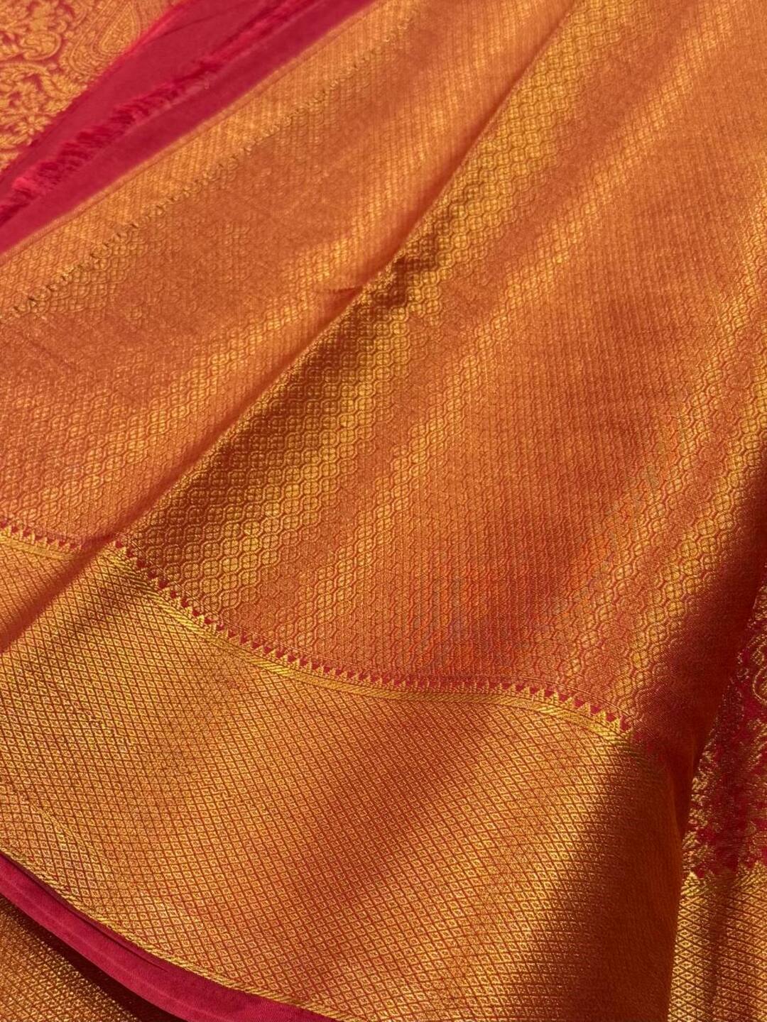 Cherry Red Full Zari Chiffon Saree