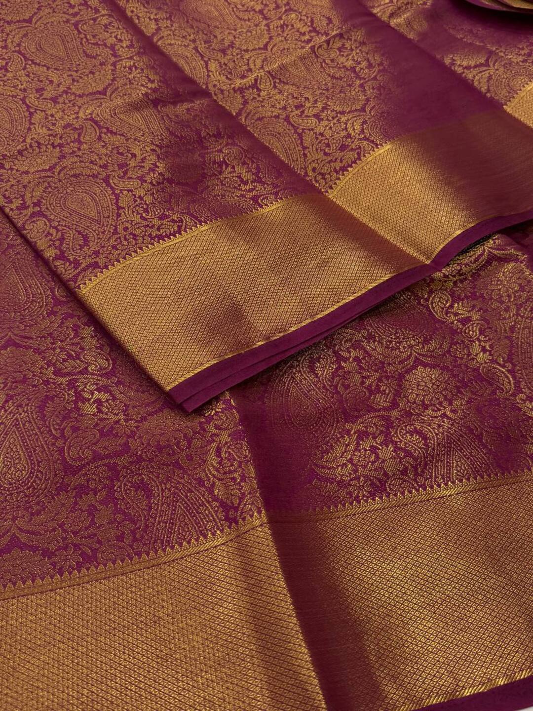 Wine Purple Full Zari Chiffon Saree
