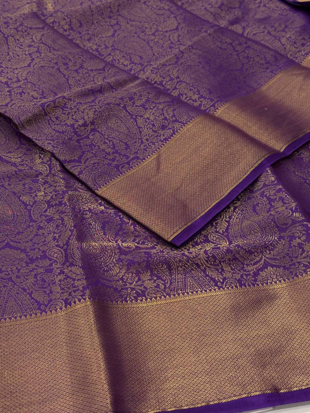 Royal Purple Full Zari Chiffon Saree