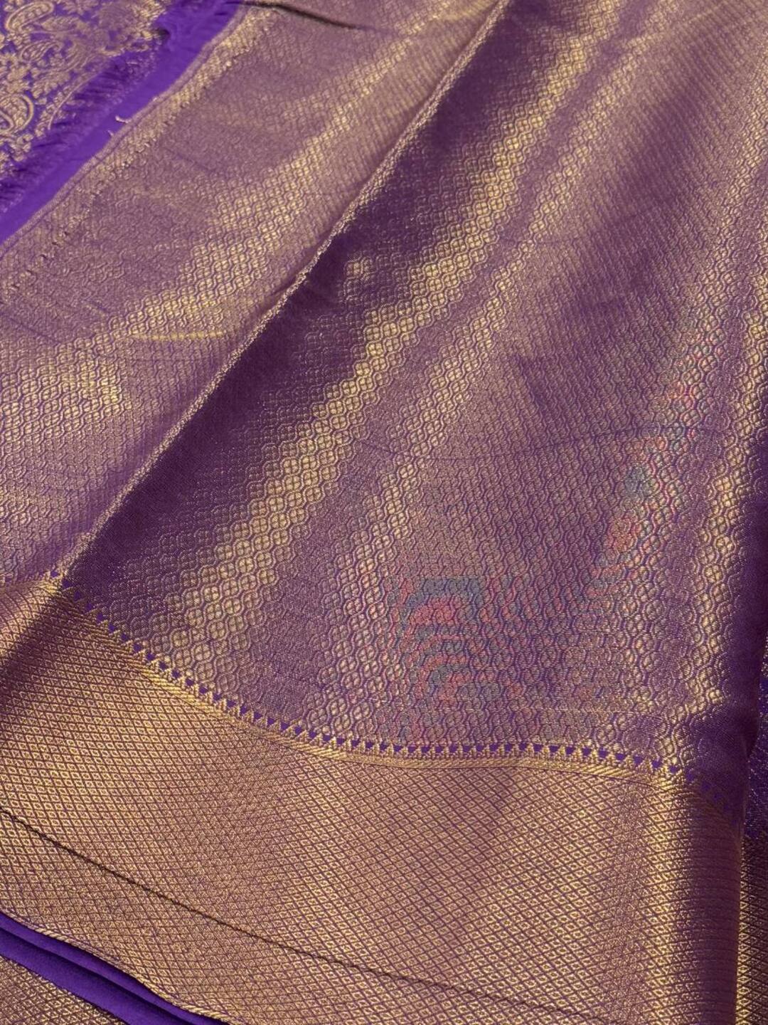 Royal Purple Full Zari Chiffon Saree