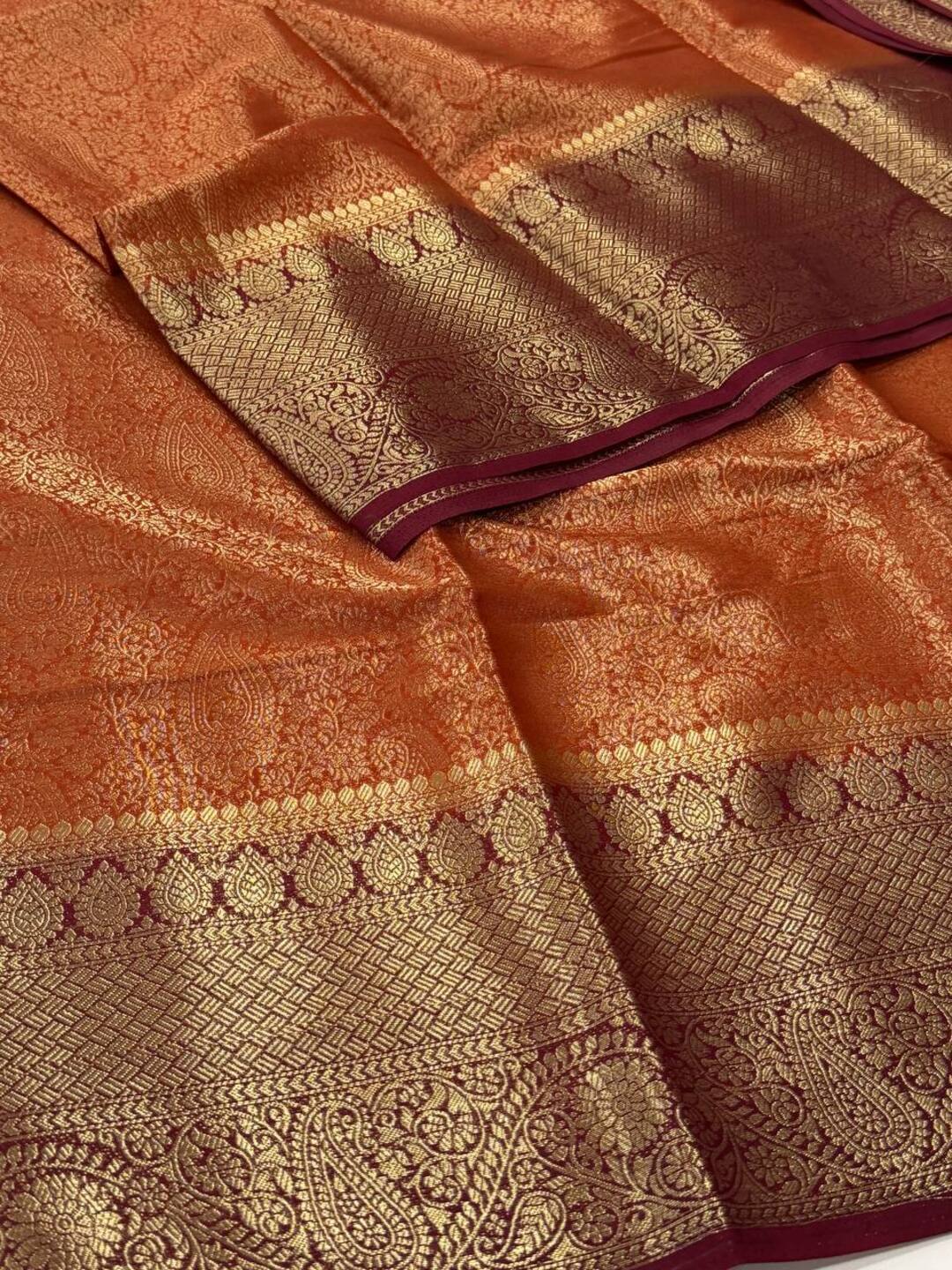 Burnt Orange Chiffon Saree