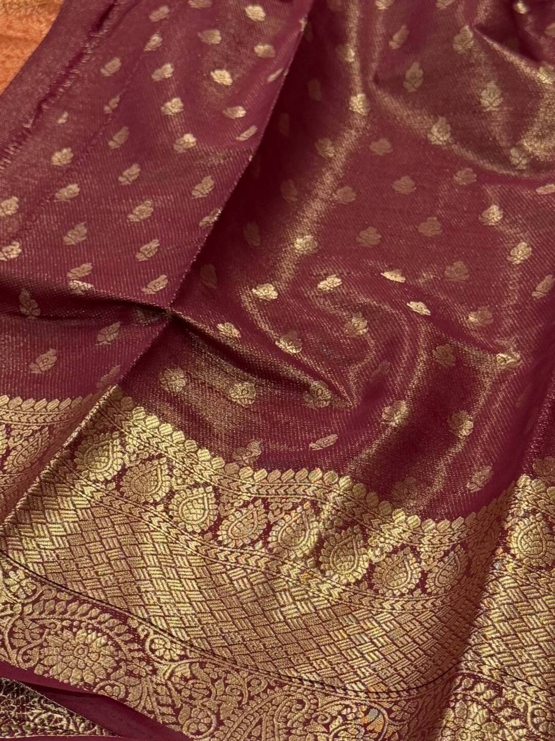 Burnt Orange Chiffon Saree