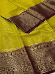 Lemon Yellow Chiffon Saree