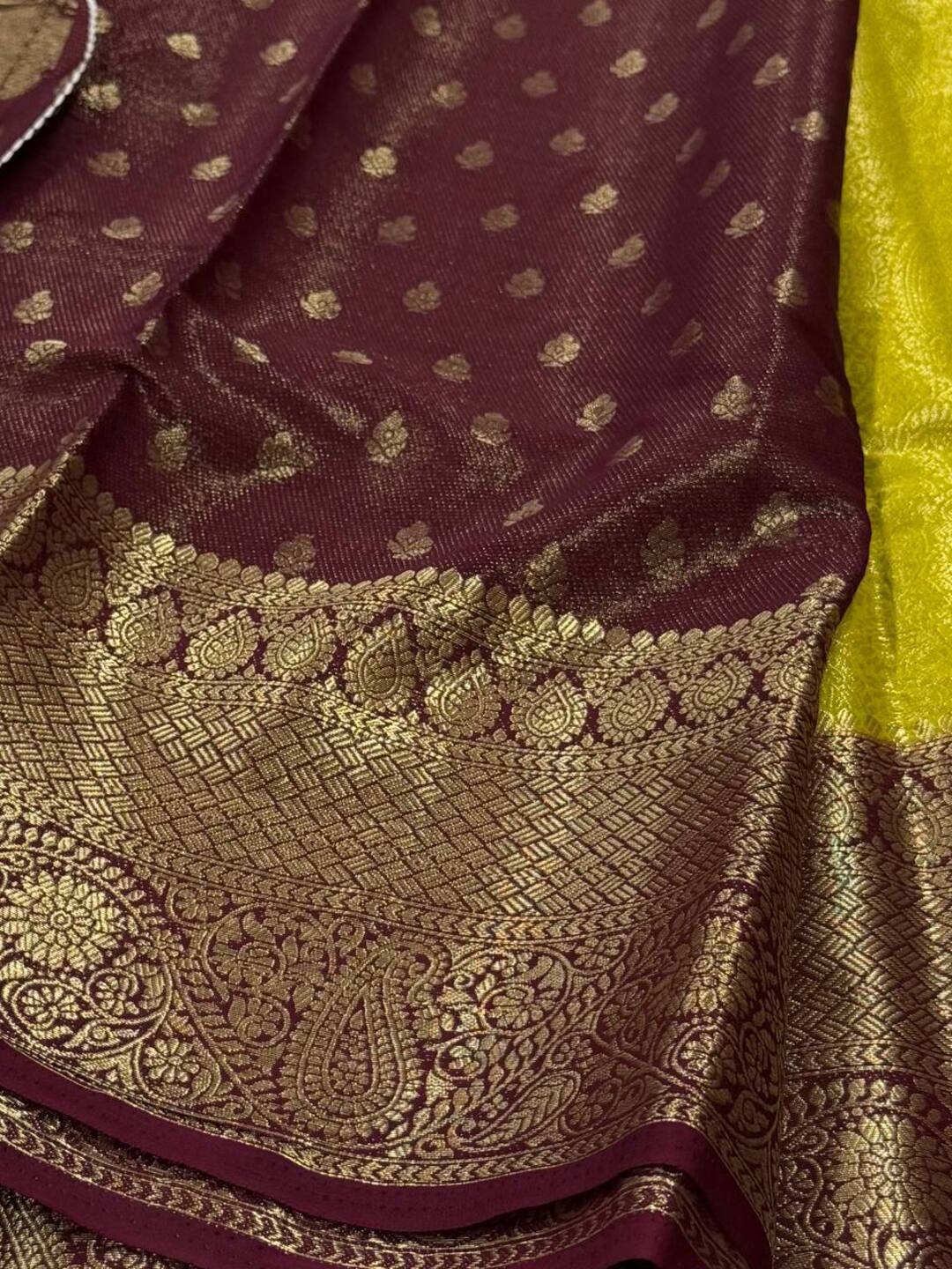 Lemon Yellow Chiffon Saree