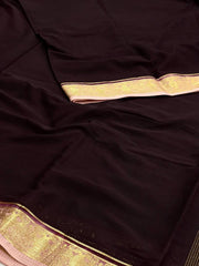 Royal Purple With Pastel Pink Chiffon Saree