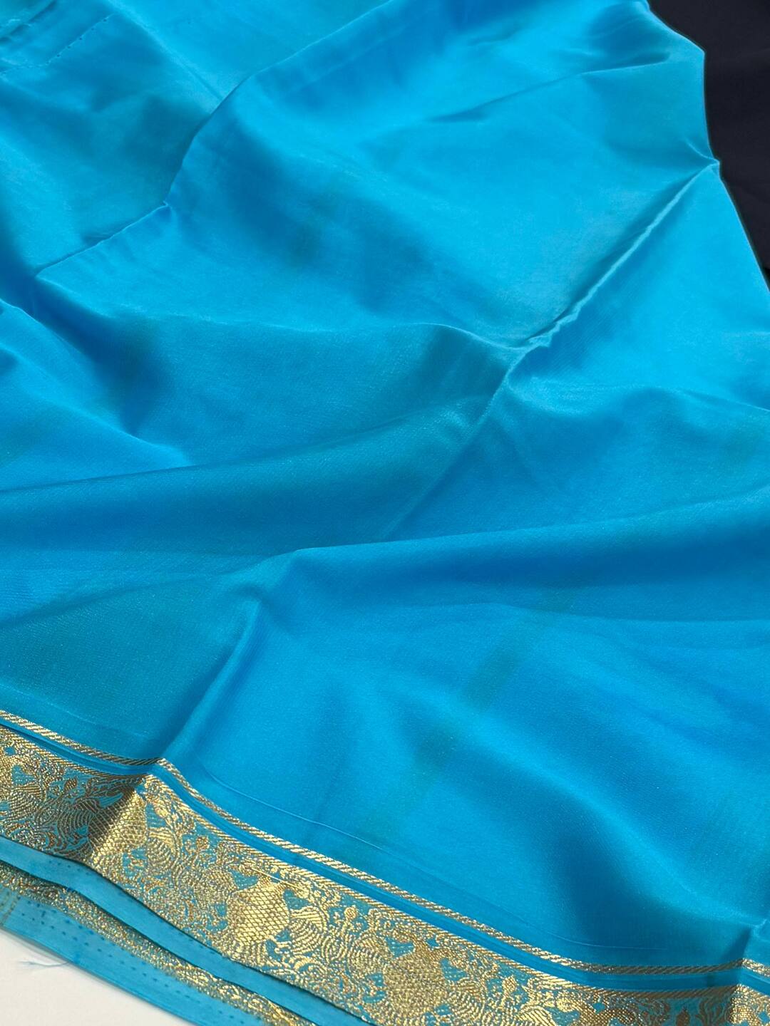 Black With Sky Blue Chiffon Saree