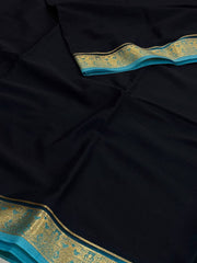 Black With Sky Blue Chiffon Saree