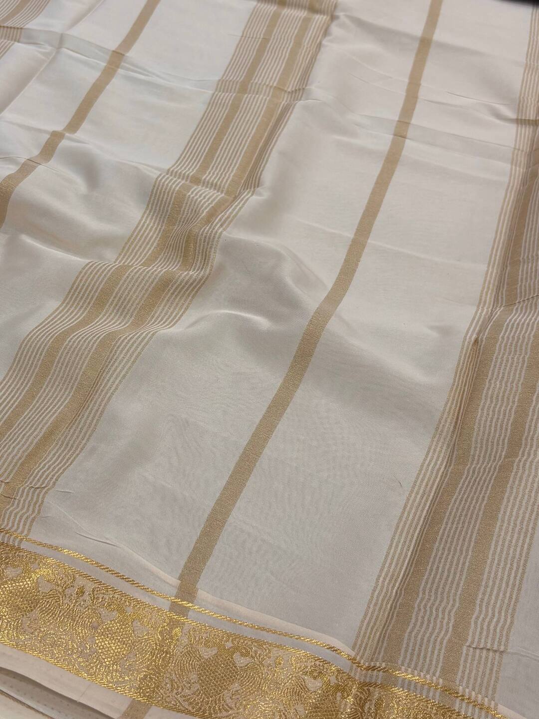 Teal Green With White Chiffon Saree