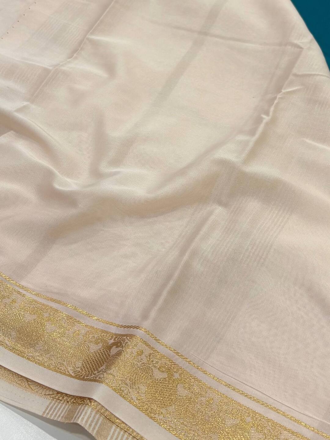 Teal Green With White Chiffon Saree