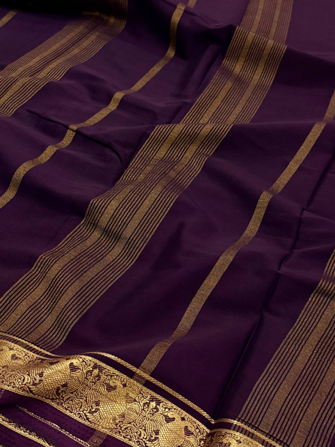 Pastel Pink With Royal Purple Chiffon Saree
