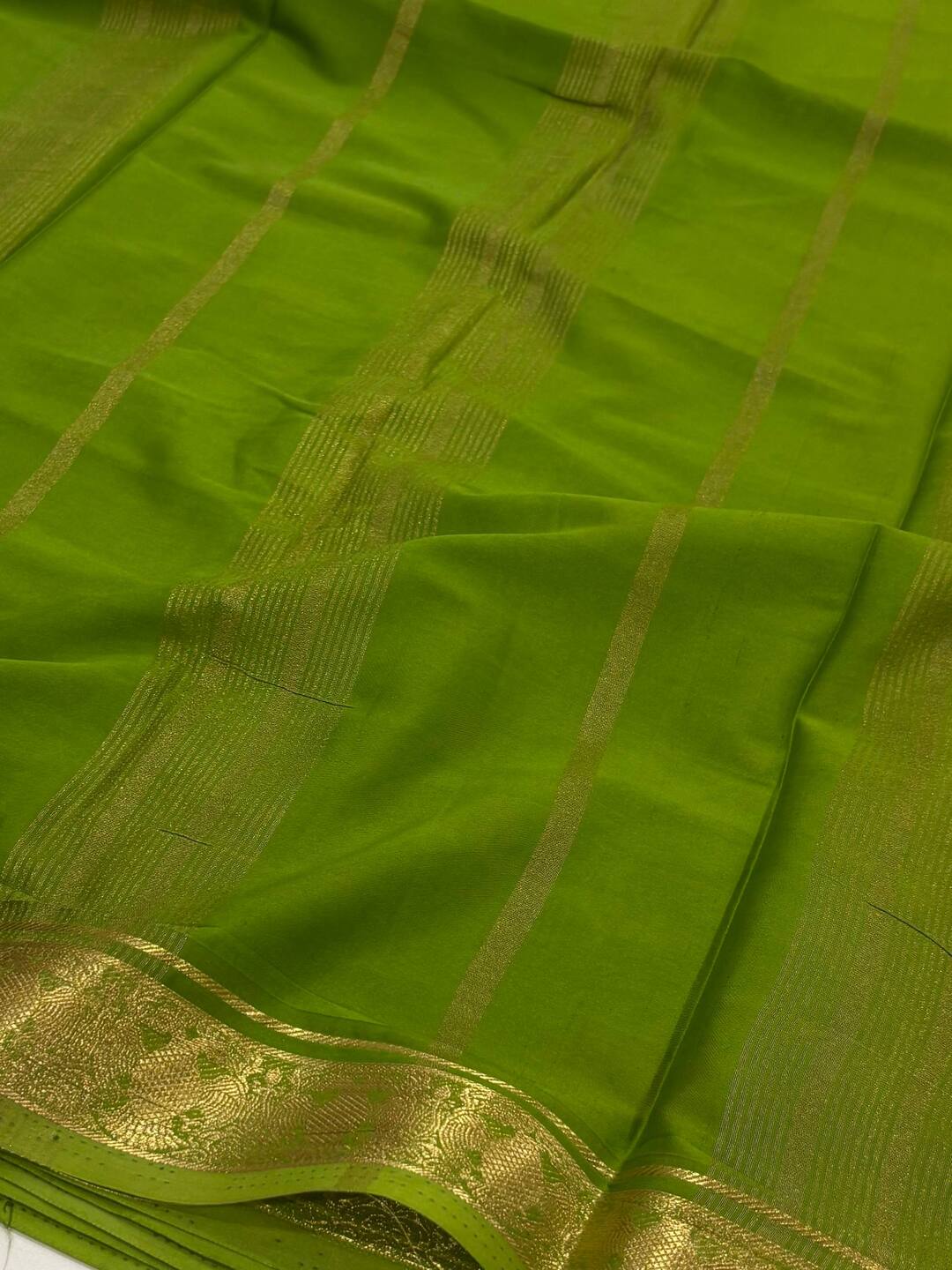 Dark Brown With Apple Green Chiffon Saree