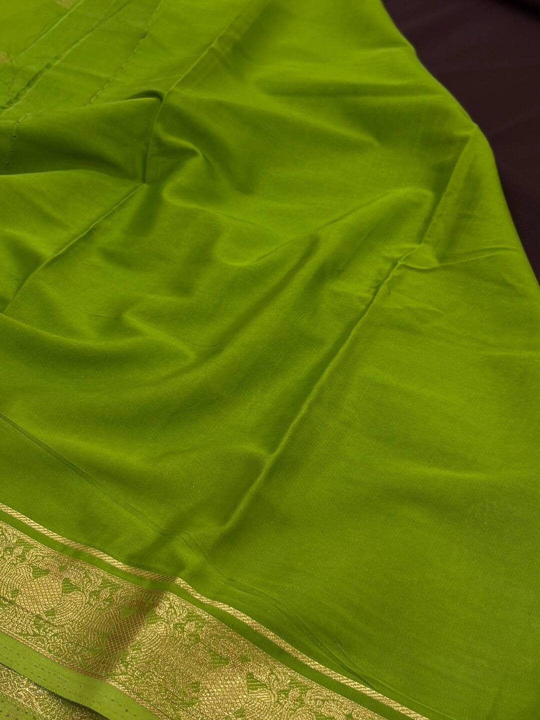 Dark Brown With Apple Green Chiffon Saree