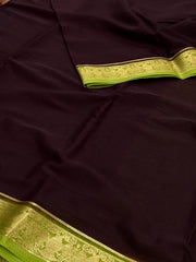 Dark Brown With Apple Green Chiffon Saree