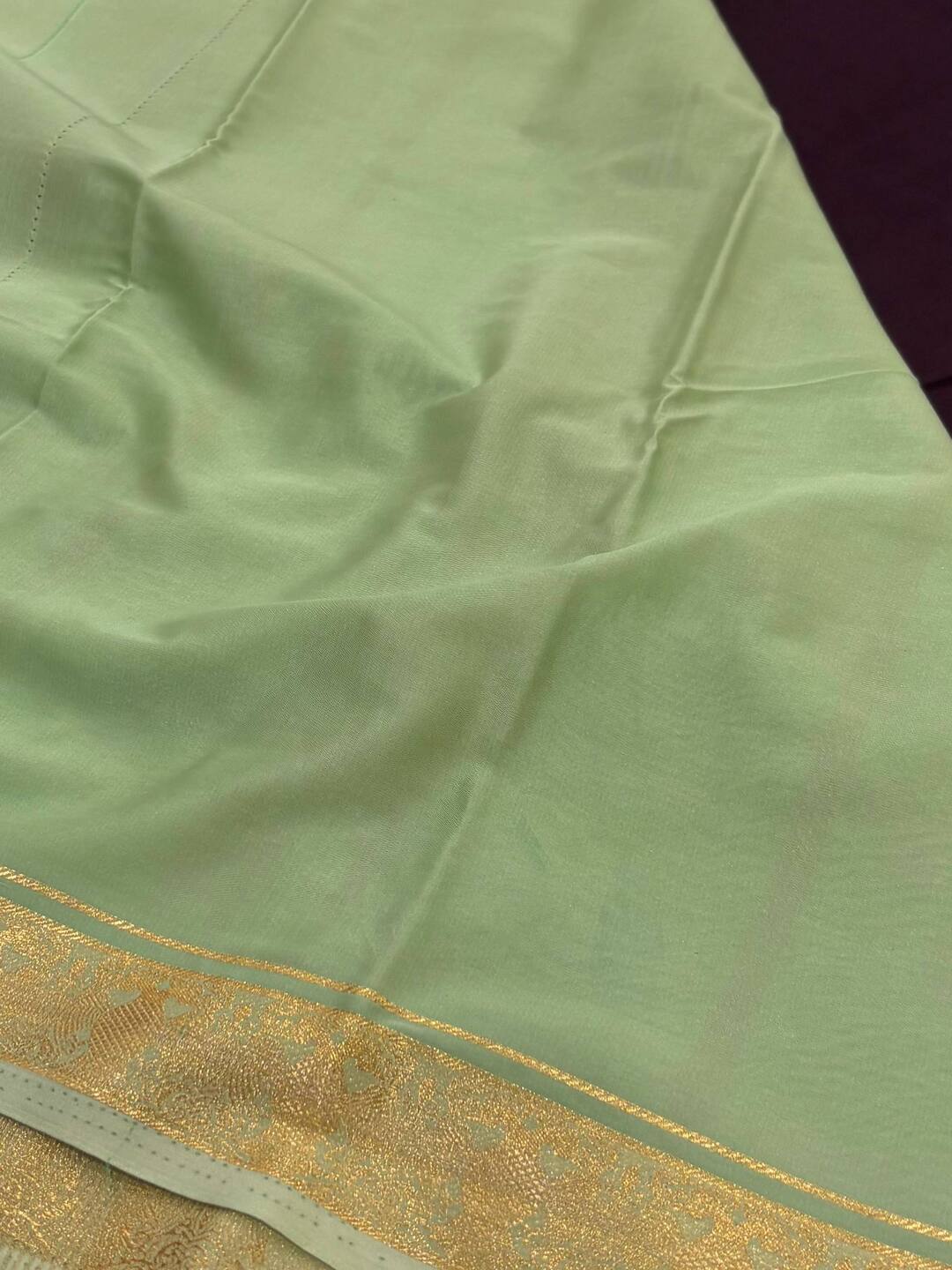 Royal Purple With Mint Green Chiffon Saree