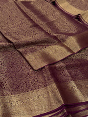 Wine Purple Full Zari Chiffon Saree