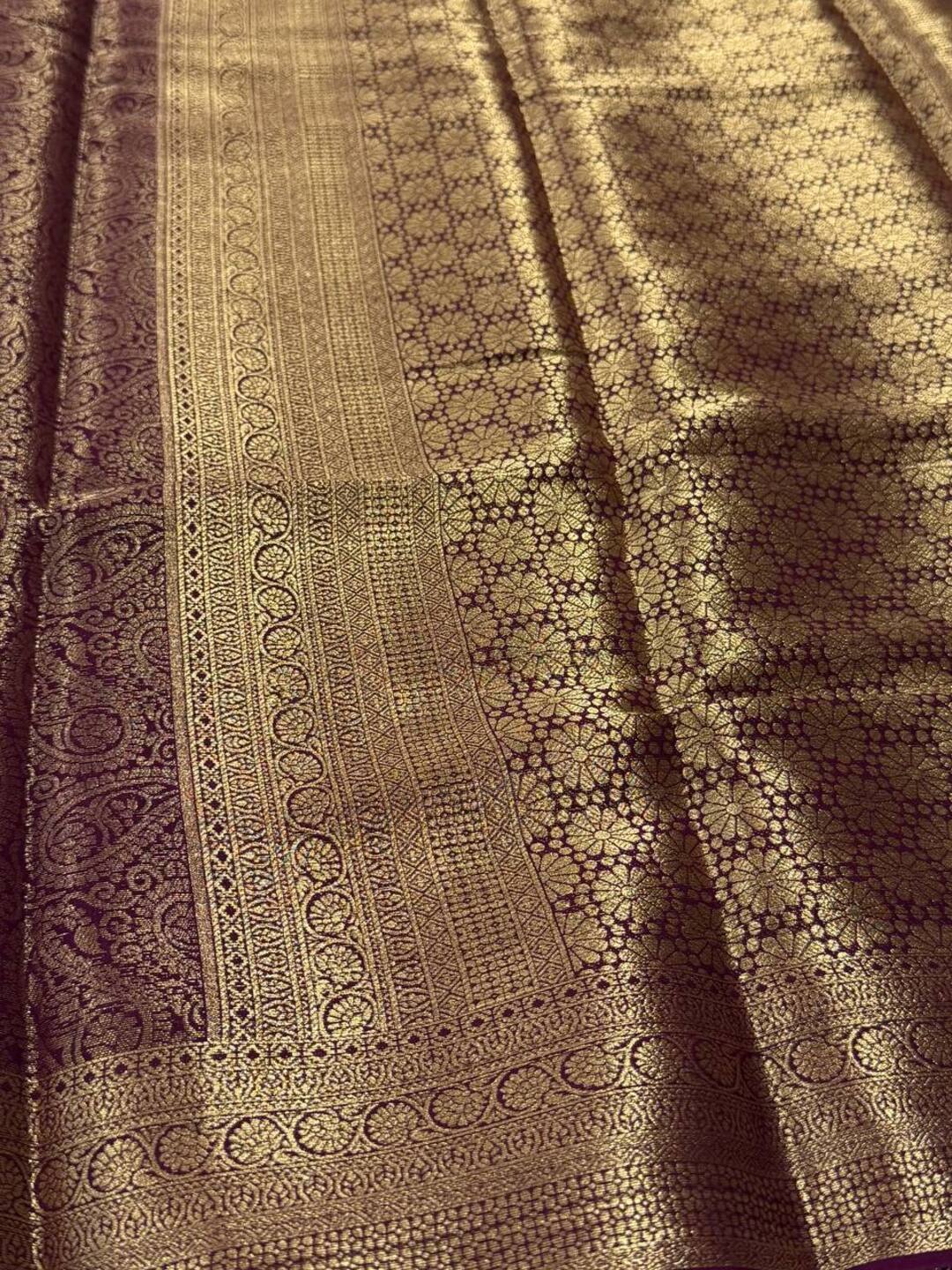Wine Purple Full Zari Chiffon Saree