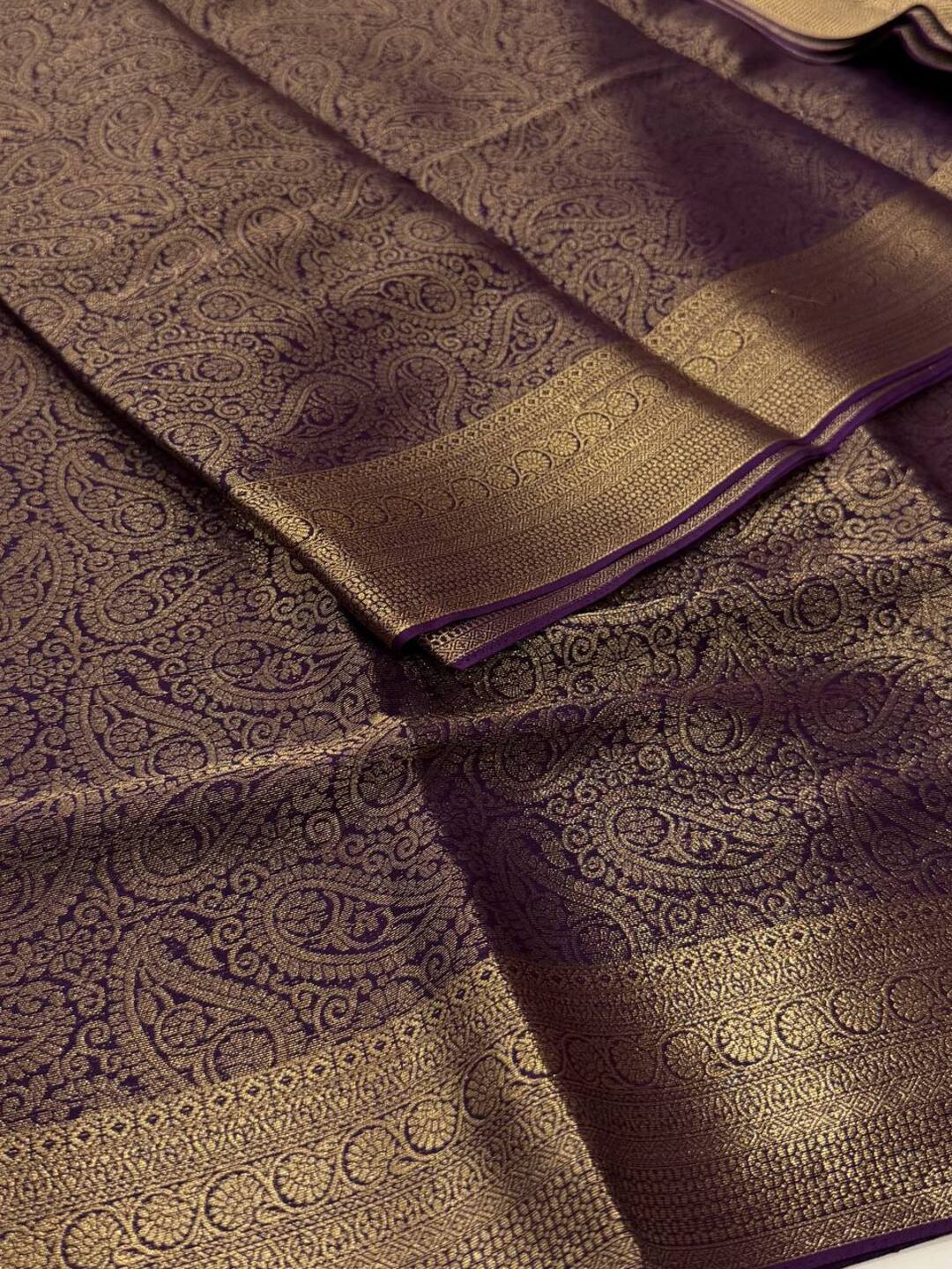 Royal Purple Full Zari Chiffon Saree