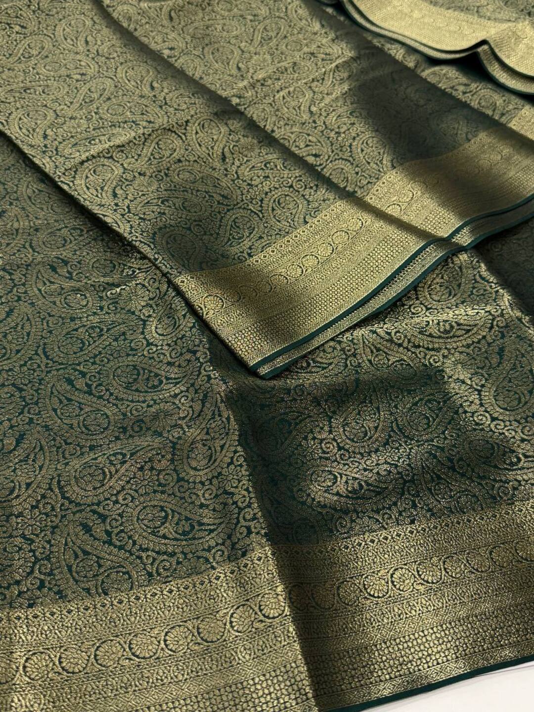 Emerald Green Full Zari Chiffon Saree