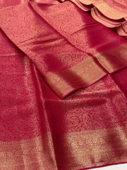Hot Pink Full Zari Chiffon Saree