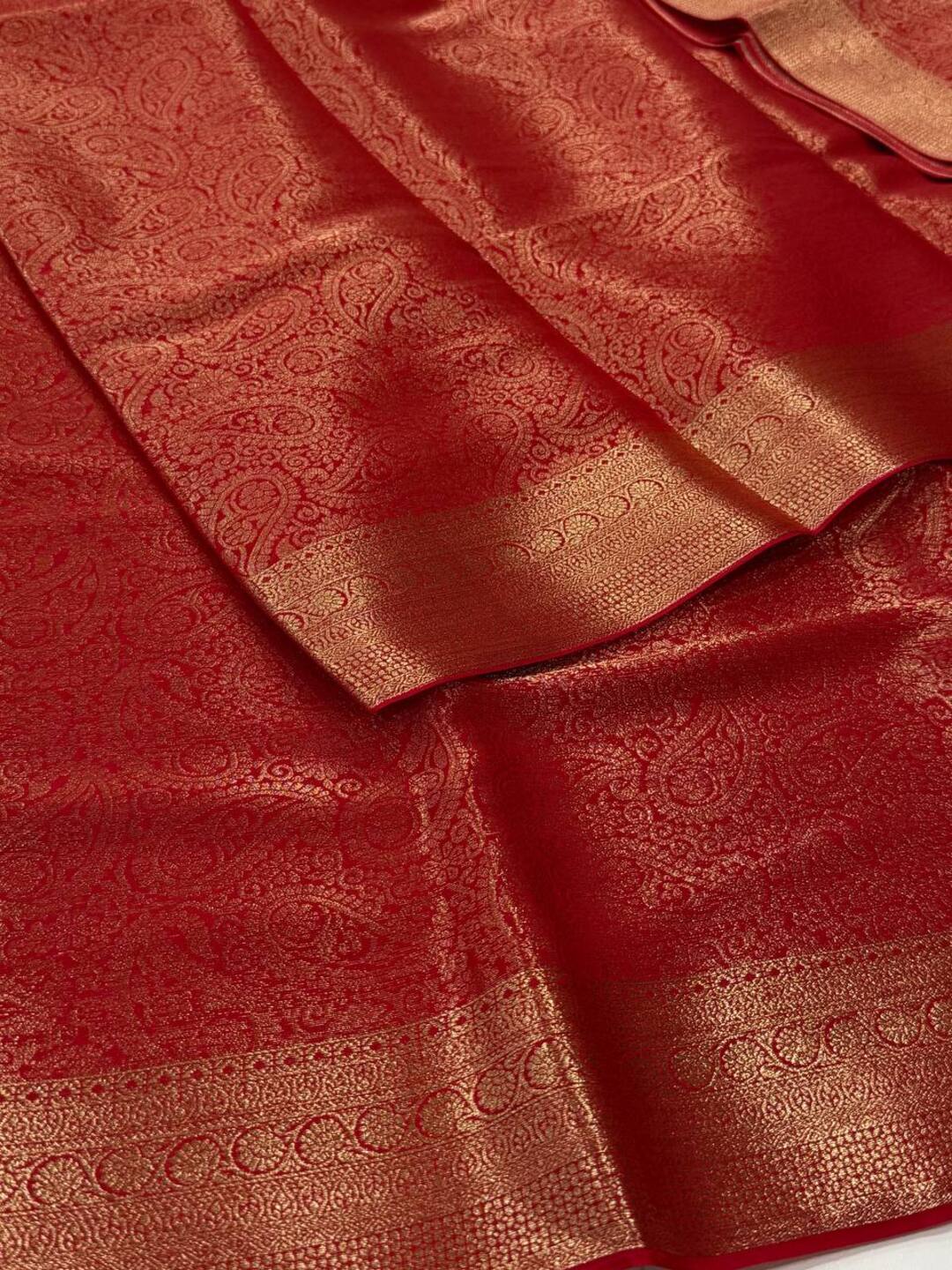 Chili Red Full Zari Chiffon Saree