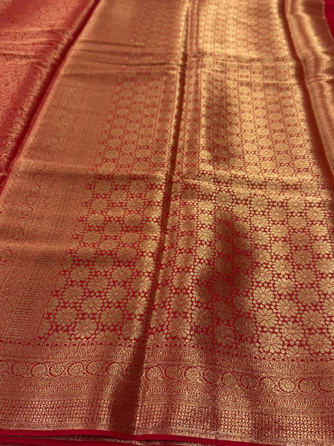 Chili Red Full Zari Chiffon Saree