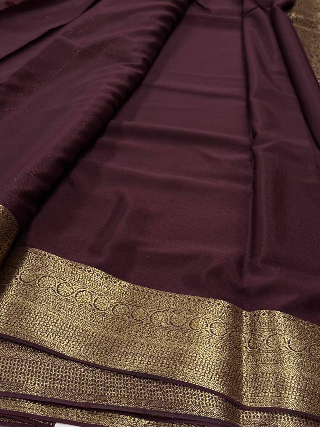 Dark Brown Full Zari Chiffon Saree