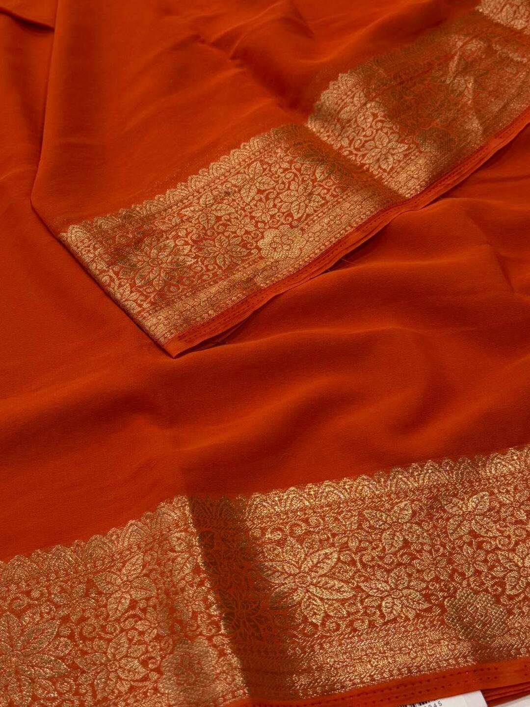 Orange Chiffon Silk Saree