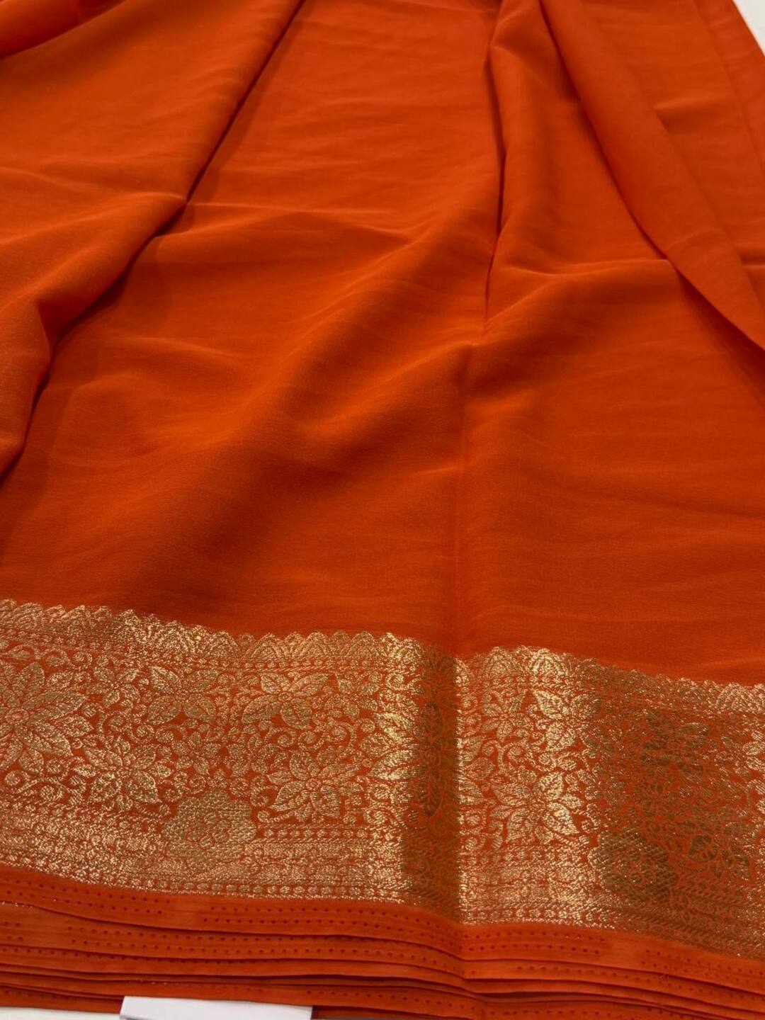 Orange Chiffon Silk Saree