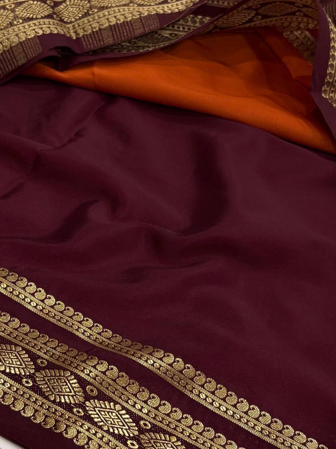 Orange Semi Mysore Silk Saree