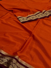 Orange Semi Mysore Silk Saree