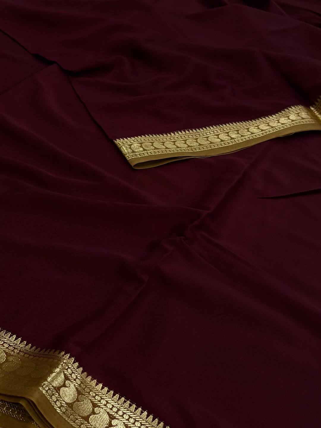 Maroon Semi Mysore Silk Saree