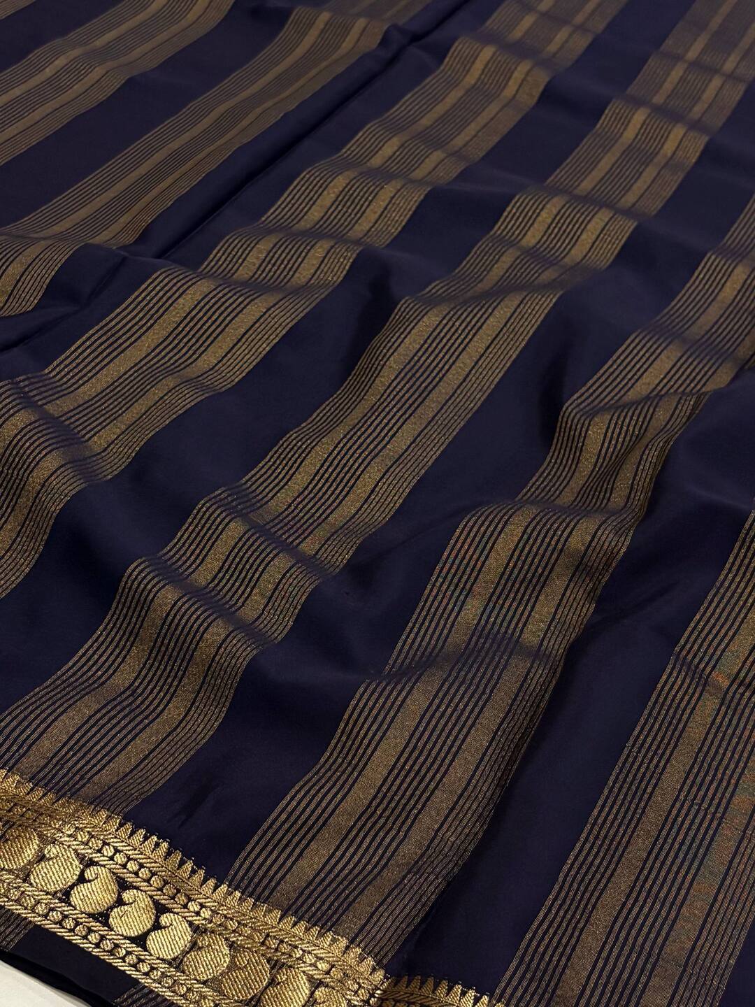 Peacock Green Semi Mysore Silk Saree